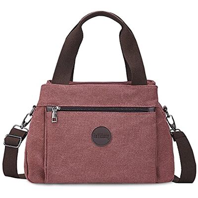 FANDARE Damestas, canvas, handtas, schoudertas, modieus, schoudertas, grote capaciteit, winkelen, feest, school, reizen, crossbody tas, rood, L, prachtig FANDARE Damestas, canvas, handtas, schoudertas, modieus, schoudertas, grote capaciteit, winkelen, feest, school, reizen, crossbody tas, rood, L, prachtig