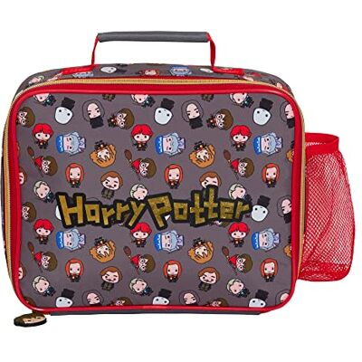 Harry Potter Geïsoleerde lunchtas voor kinderen met Chibi motief met flessenhouder, grijs., Lunchbox Harry Potter Geïsoleerde lunchtas voor kinderen met Chibi motief met flessenhouder, grijs., Lunchbox