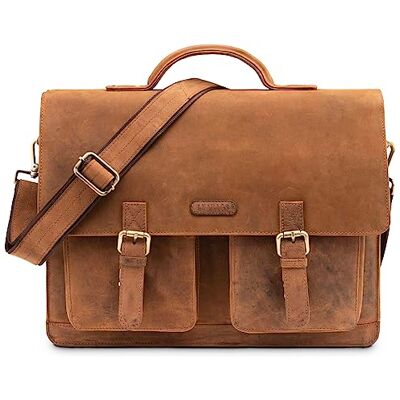 LEABAGS Leren aktetas voor dames en heren, echt leren tas voor laptop tot 15 inch, schoudertas met schouderriem, schoudertas, messengertas, tas LEABAGS Leren aktetas voor dames en heren, echt leren tas voor laptop tot 15 inch, schoudertas met schouderriem, schoudertas, messengertas, tas