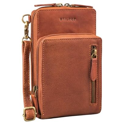 STILORD Payton Tas voor mobiele telefoon, leer, handtas voor dames en heren, tas voor mobiele telefoon, schoudertas, dames, schouderriem, mini-tas, kleur: zwart, arrona bruin, Schoudertas STILORD Payton Tas voor mobiele telefoon, leer, handtas voor dames en heren, tas voor mobiele telefoon, schoudertas, dames, schouderriem, mini-tas, kleur: zwart, arrona bruin, Schoudertas