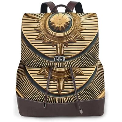 SDFHU Sun Old Reisrugzak voor dames, leer, Egyptische grace-print, zwart, één maat SDFHU Sun Old Reisrugzak voor dames, leer, Egyptische grace-print, zwart, één maat