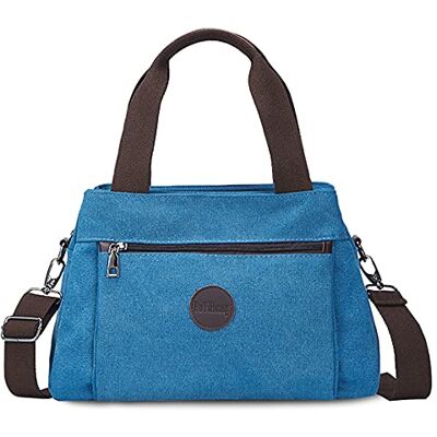 FANDARE Damestas, canvas, handtas, schoudertas, modieus, schoudertas, grote capaciteit, winkelen, feest, school, reizen, crossbody tas, blauw, L, prachtig FANDARE Damestas, canvas, handtas, schoudertas, modieus, schoudertas, grote capaciteit, winkelen, feest, school, reizen, crossbody tas, blauw, L, prachtig