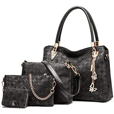 FiveloveTwo Dames mode handtassen PU lederen schoudertassen kwastje print schoudertas tas portemonnee clutches kaartpakket, zwart, één maat FiveloveTwo Dames mode handtassen PU lederen schoudertassen kwastje print schoudertas tas portemonnee clutches kaartpakket, zwart, één maat