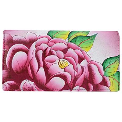 Anna by Anuschka Echt lederen handgeschilderde clutch portemonnee voor dames Precious Peony Anna by Anuschka Echt lederen handgeschilderde clutch portemonnee voor dames Precious Peony