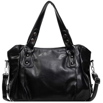Generic Hobo-tas voor dames, schoudertas van PU-leer met verstelbare riem, grote zachte tas voor school, werk, winkelen, reizen, dagelijks gebruik, Zwart Generic Hobo-tas voor dames, schoudertas van PU-leer met verstelbare riem, grote zachte tas voor school, werk, winkelen, reizen, dagelijks gebruik, Zwart