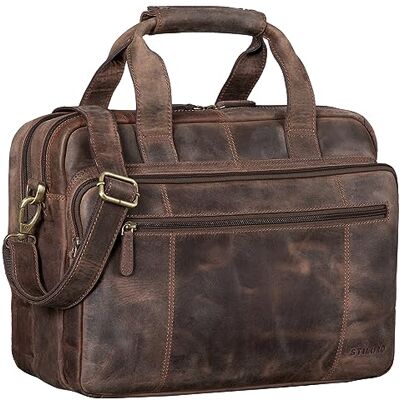 STILORD 'Experience' leren lerarentas schooltas lerarentas aktetas zakelijke tas vintage trolley clip, Zamora Bruin, Koffer STILORD 'Experience' leren lerarentas schooltas lerarentas aktetas zakelijke tas vintage trolley clip, Zamora Bruin, Koffer