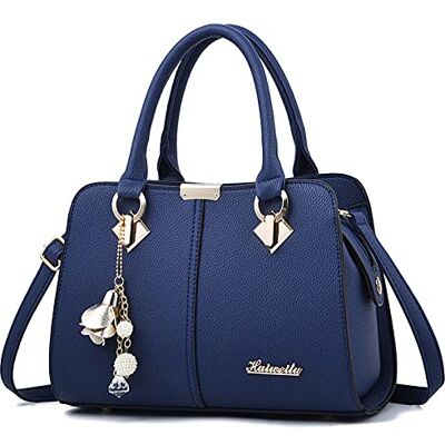FANDARE Elegante handtas voor dames, schoudertas, rugzak, reistas, boodschappentas, shopper, reistas, platte handtas, waterdicht, PU-leer, Blauw A FANDARE Elegante handtas voor dames, schoudertas, rugzak, reistas, boodschappentas, shopper, reistas, platte handtas, waterdicht, PU-leer, Blauw A