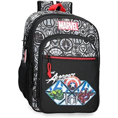 MARVEL THE AVENGERS Avengers Heroes Bagage Schoudertas voor jongens, zwart., Laptoprugzak met dubbel vak MARVEL THE AVENGERS Avengers Heroes Bagage Schoudertas voor jongens, zwart., Laptoprugzak met dubbel vak