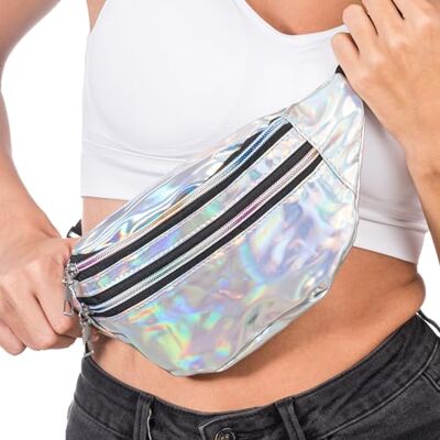 Chaks Crossbody Moon Bag, holografische tas met 2 vakken, heuptas voor festival of themafeest Chaks Crossbody Moon Bag, holografische tas met 2 vakken, heuptas voor festival of themafeest