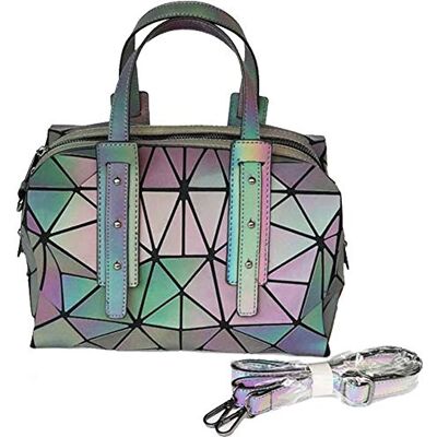 MARBER Vrouwen Lichtgevende Handtas Boston Nachtglowing Driehoek Lingge Opvouwbare Grote Capaciteit Mode Mat Kleurrijke Mode Crossbody Tas Schoudertas, Kleurrijk 1, L, Tas MARBER Vrouwen Lichtgevende Handtas Boston Nachtglowing Driehoek Lingge Opvouwbare Grote Capaciteit Mode Mat Kleurrijke Mode Crossbody Tas Schoudertas, Kleurrijk 1, L, Tas