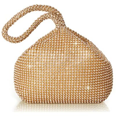 BABEYOND Coucoland Bruiloft handtas van strass, prachtige cocktailtas voor dames, effen, stijl uit de jaren 20, goud, één maat Eén maat BABEYOND Coucoland Bruiloft handtas van strass, prachtige cocktailtas voor dames, effen, stijl uit de jaren 20, goud, één maat Eén maat
