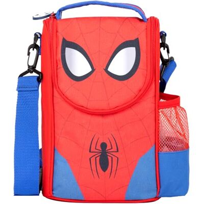 Marvel Spiderman Lunchtas met riem en zijvak voor kinderfles, school, warmte-isolatie, grote draagtas voor jongens Marvel Spiderman Lunchtas met riem en zijvak voor kinderfles, school, warmte-isolatie, grote draagtas voor jongens