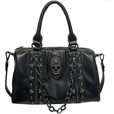 FiveloveTwo Vrouwen Schedel Ketting Handtassen Gothic Klinknagel Schoudertas PU Leer Schoudertassen Tas Tote Zwart, Zwart, Eén maat, Gothic FiveloveTwo Vrouwen Schedel Ketting Handtassen Gothic Klinknagel Schoudertas PU Leer Schoudertassen Tas Tote Zwart, Zwart, Eén maat, Gothic