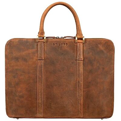 STILORD 'Clover' Leren werktas voor dames, zakelijke tas, vintage, voor laptop, 13,3 inch, conferentiekoffer, leer, echt leer, Aneto Bruin, Koffer STILORD 'Clover' Leren werktas voor dames, zakelijke tas, vintage, voor laptop, 13,3 inch, conferentiekoffer, leer, echt leer, Aneto Bruin, Koffer