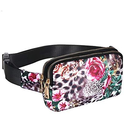 Geestock Heuptas voor dames, heuptas, heren, mode, sport, verstelbare schouderriemen, wandelen, hardlopen, winkelen, fietsen, 02 bloem luipaard, Taille unique Geestock Heuptas voor dames, heuptas, heren, mode, sport, verstelbare schouderriemen, wandelen, hardlopen, winkelen, fietsen, 02 bloem luipaard, Taille unique