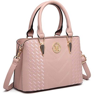 Miss Lulu Handtas voor dames, schoudertas van kunstleer, modieus, drie kleuren, Roze One size Miss Lulu Handtas voor dames, schoudertas van kunstleer, modieus, drie kleuren, Roze One size