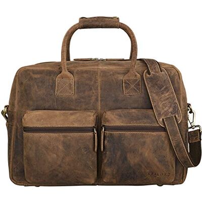 STILORD 'Ben' Vintage Grote lederen handdoektas, XL, voor laptops, 39,6 cm (15,6 inch), schoudertas, Medium bruin, L, koffer STILORD 'Ben' Vintage Grote lederen handdoektas, XL, voor laptops, 39,6 cm (15,6 inch), schoudertas, Medium bruin, L, koffer