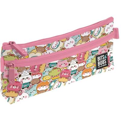 Grafoplás Grafoplas Trousse scolaire plate Collection Kawaii Bits & Bobs Pop Up Design, 2 poches avec fermeture éclair, 23 x 10 cm, poignées ouverture facile, matériel scolaire Grafoplás Grafoplas Trousse scolaire plate Collection Kawaii Bits & Bobs Pop Up Design, 2 poches avec fermeture éclair, 23 x 10 cm, poignées ouverture facile, matériel scolaire