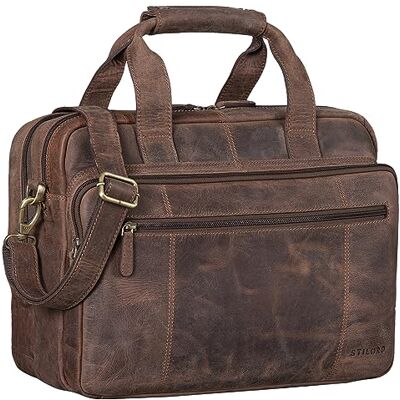 STILORD 'Experience' leren lerarentas schooltas lerarentas aktetas zakelijke tas vintage trolley clip, Veleta Bruin, Koffer STILORD 'Experience' leren lerarentas schooltas lerarentas aktetas zakelijke tas vintage trolley clip, Veleta Bruin, Koffer