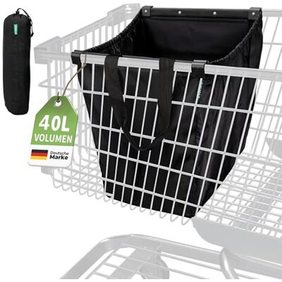 COTTARA ® Boodschappentas voor winkelwagen met koelvak, opvouwbare hangtas met koelfunctie en tokenfunctie, ideale tas voor winkelwagens en winkelwagens, zwart, zonder Moyen (34 cm x 57 cm x 38 cm) COTTARA ® Boodschappentas voor winkelwagen met koelvak, opvouwbare hangtas met koelfunctie en tokenfunctie, ideale tas voor winkelwagens en winkelwagens, zwart, zonder Moyen (34 cm x 57 cm x 38 cm)