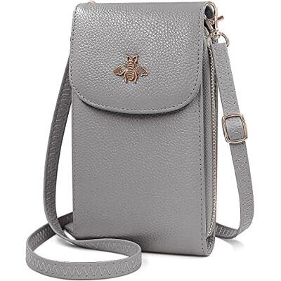 HNOOM Crossbody Telefoontas Vrouwen Echt Lederen Telefoontas Kleine Mobiele Telefoon Crossbody Schoudertas Portemonnee met 8 Kaartsleuven Multi Compartiment Telefoon Portemonnee Tas met Schouderriem, Grijs, L HNOOM Crossbody Telefoontas Vrouwen Echt Lederen Telefoontas Kleine Mobiele Telefoon Crossbody Schoudertas Portemonnee met 8 Kaartsleuven Multi Compartiment Telefoon Portemonnee Tas met Schouderriem, Grijs, L