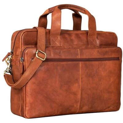 STILORD 'Thompson Documententas, leer, vintage-stijl, 15 inch, werktas, schoudertas, echt leer, Maraska bruin, XL, koffer STILORD 'Thompson Documententas, leer, vintage-stijl, 15 inch, werktas, schoudertas, echt leer, Maraska bruin, XL, koffer