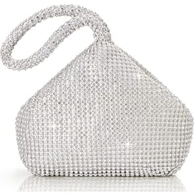 BABEYOND Dameshandtas in jaren 20-stijl, met strassteentjes, elegant, bruidshoofdaccessoire, zilver, één maat, retro BABEYOND Dameshandtas in jaren 20-stijl, met strassteentjes, elegant, bruidshoofdaccessoire, zilver, één maat, retro