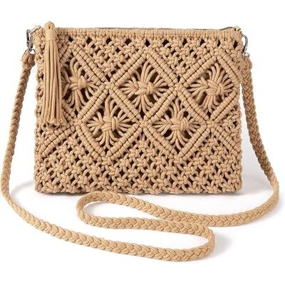 Hsthe Sea Clutch schoudertas voor dames, kwastje stro handtas vintage handgeweven tas zomer strandtas ritssluiting (lichtbruin), lichtbruin 20cm*25cm Hsthe Sea Clutch schoudertas voor dames, kwastje stro handtas vintage handgeweven tas zomer strandtas ritssluiting (lichtbruin), lichtbruin 20cm*25cm