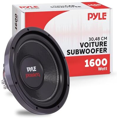 Pyle Subwoofer Auto 12" – High Power Low Speaker System, 1600W, Conus niet-geperst papier, 90 DB, 40 Ohm, Magnetisch 60 oz, Dual Voice 4-laags spoel, zwart Pyle Subwoofer Auto 12" – High Power Low Speaker System, 1600W, Conus niet-geperst papier, 90 DB, 40 Ohm, Magnetisch 60 oz, Dual Voice 4-laags spoel, zwart