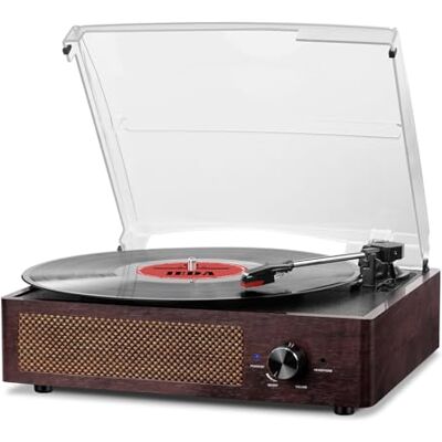 Mersoco Draagbaar Bluetooth 3-Speed Vinyl Deck (33 1/3, 45 78 RPM), Vintage Draaitafel met Ingebouwde Stereo Luidsprekers, Ondersteunt RCA/3.5mm Jack Uitgang Bruin Mersoco Draagbaar Bluetooth 3-Speed Vinyl Deck (33 1/3, 45 78 RPM), Vintage Draaitafel met Ingebouwde Stereo Luidsprekers, Ondersteunt RCA/3.5mm Jack Uitgang Bruin