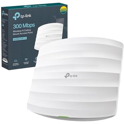 TP-Link EAP115 (VK) N300 Wireless Ceiling Mount Access Point, ondersteunt PoE 802.3af en directe stroom, eenvoudige montage naar muur of plafond, eenvoudig beheerd door gratis EAP Controller Software (EAP115) TP-Link EAP115 (VK) N300 Wireless Ceiling Mount Access Point, ondersteunt PoE 802.3af en directe stroom, eenvoudige montage naar muur of plafond, eenvoudig beheerd door gratis EAP Controller Software (EAP115)