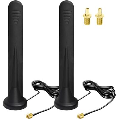 Aicharynic 2 stuks 5G LTE 4G antenne, Omnidirectionele signaalversterker, SMA TS9, 12DBI-aansluiting, magnetisch, met RG174-kabel Aicharynic 2 stuks 5G LTE 4G antenne, Omnidirectionele signaalversterker, SMA TS9, 12DBI-aansluiting, magnetisch, met RG174-kabel