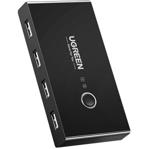UGREEN USB 2.0 Switch, 2 in 4 output Sharing Switch KVM Switch met 2 USB 2.0 kabels voor printer, scanners, externe harde schijven, enz. UGREEN USB 2.0 Switch, 2 in 4 output Sharing Switch KVM Switch met 2 USB 2.0 kabels voor printer, scanners, externe harde schijven, enz.