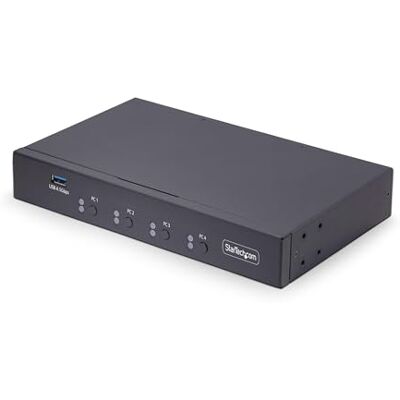 StarTech . com 4-poorts KM-switch met muisschakelaar, USB 3.0-schakelaar, toetsenbord/muis delen, 3,5 mm/USB-audio, TAA-conform StarTech . com 4-poorts KM-switch met muisschakelaar, USB 3.0-schakelaar, toetsenbord/muis delen, 3,5 mm/USB-audio, TAA-conform