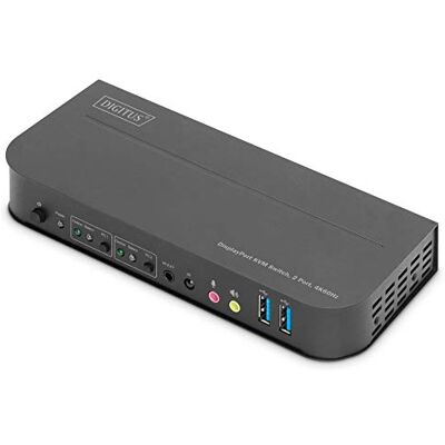 Digitus KVM Switch 2 Port 2x DP-1x DP/HDMI 2.0 Out Single Display UHD 4K @60-Hz USB/Audio, 2x USB 3.0, HDCP 2.2 Digitus KVM Switch 2 Port 2x DP-1x DP/HDMI 2.0 Out Single Display UHD 4K @60-Hz USB/Audio, 2x USB 3.0, HDCP 2.2