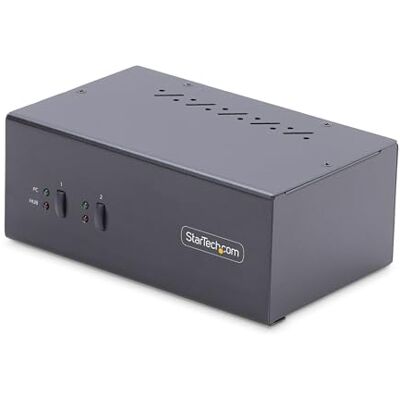 StarTech .com KVM-switch met 2 poorten voor twee monitoren, 4 K60 Hz, 2 USB-poorten 5 Gbps, 2 USB 2.0 HID-poorten, DisplayPort KVM-switch met toetsschakeling, TAA-conform (P2DD46A2-KVM-SWITCH) StarTech .com KVM-switch met 2 poorten voor twee monitoren, 4 K60 Hz, 2 USB-poorten 5 Gbps, 2 USB 2.0 HID-poorten, DisplayPort KVM-switch met toetsschakeling, TAA-conform (P2DD46A2-KVM-SWITCH)