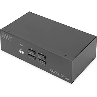 Digitus 4 DisplayPort Dual View HD resolutie 4K @ 60Hz, 8 x DP, 4 x USB-B, 4 x combi-audio-bussen Digitus 4 DisplayPort Dual View HD resolutie 4K @ 60Hz, 8 x DP, 4 x USB-B, 4 x combi-audio-bussen