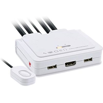 InLine 62614I KVM 2-weg USB-C + HDMI naar HDMI 4K Switch met audio en geïntegreerde kabel InLine 62614I KVM 2-weg USB-C + HDMI naar HDMI 4K Switch met audio en geïntegreerde kabel