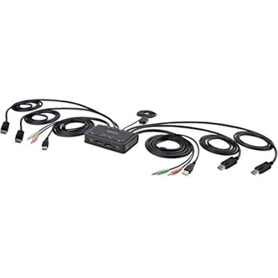 StarTech .com 2-poorts KVM-switch met DisplayPort-kabel, 4K 60Hz, DP KVM-schakelaar met geïntegreerde USB-A/DP/Audio 1,5 m, stroomvoorziening via bus, afstandsbediening (C2-DD46-UA2-CBL-KVM) StarTech .com 2-poorts KVM-switch met DisplayPort-kabel, 4K 60Hz, DP KVM-schakelaar met geïntegreerde USB-A/DP/Audio 1,5 m, stroomvoorziening via bus, afstandsbediening (C2-DD46-UA2-CBL-KVM)