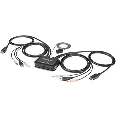 StarTech .com DisplayPort KVM Switch 2 poorten 4K 60Hz KVM Switch USB DP 1.2 UHD met geïntegreerde 1,2 m kabel & audio bus aangedreven 1,5 m afstandsbediening met knop (SV211DPUA4K) StarTech .com DisplayPort KVM Switch 2 poorten 4K 60Hz KVM Switch USB DP 1.2 UHD met geïntegreerde 1,2 m kabel & audio bus aangedreven 1,5 m afstandsbediening met knop (SV211DPUA4K)