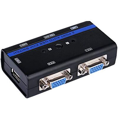 AISENS A111 – 0064 – KVM-schakelaar VGA USB toetsenborden en muis met kabel voor het bedienen van twee CPU's, kleur: zwart AISENS A111 – 0064 – KVM-schakelaar VGA USB toetsenborden en muis met kabel voor het bedienen van twee CPU's, kleur: zwart