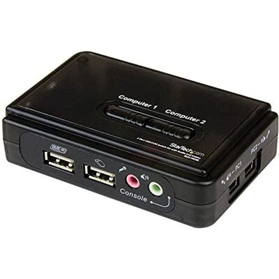 StarTech . com 2-poorts USB VGA KVM-switch kit met audio en kabels Switch toetsenbord en muis Zwart (SV211KUSB) StarTech . com 2-poorts USB VGA KVM-switch kit met audio en kabels Switch toetsenbord en muis Zwart (SV211KUSB)