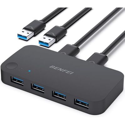 BENFEI USB 3.0 switch, USB 2 computer switch delen 4 USB voor pc, muis, toetsenbord, printer, scanner, USB KVM switch selector, compatibel met Windows, Mac, Linux BENFEI USB 3.0 switch, USB 2 computer switch delen 4 USB voor pc, muis, toetsenbord, printer, scanner, USB KVM switch selector, compatibel met Windows, Mac, Linux
