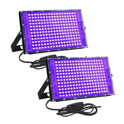 OUHFCASN UV-ledlicht, 1/2 stuks, 300 W, 216 leds, uv-projector, podiumlamp, ultraviolet, 395 nm, fluorescerend, UV-licht, zwart, DJ Disco, party, podium, achtergrondverlichting voor uv-gelnagels en uitharding OUHFCASN UV-ledlicht, 1/2 stuks, 300 W, 216 leds, uv-projector, podiumlamp, ultraviolet, 395 nm, fluorescerend, UV-licht, zwart, DJ Disco, party, podium, achtergrondverlichting voor uv-gelnagels en uitharding