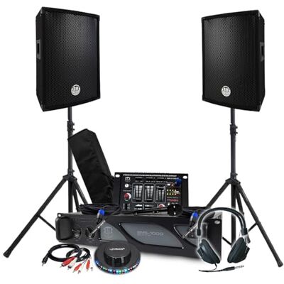 BM SONIC Sono Pack 1600W BM Bmsonic versterker 1000W, paar luidsprekers, mengtafel, poten, hoofdtelefoon, kabels, micro-UFO, LED, DJ party BM SONIC Sono Pack 1600W BM Bmsonic versterker 1000W, paar luidsprekers, mengtafel, poten, hoofdtelefoon, kabels, micro-UFO, LED, DJ party