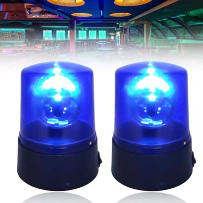 Aicharynic Blauw LED-licht: 2 feestlampen met blauw lichtontwerp, zwaailicht met roterende reflector, 360° DJ-flitser, werkt op batterijen, DJ-feestverlichting, clubdecoratie Aicharynic Blauw LED-licht: 2 feestlampen met blauw lichtontwerp, zwaailicht met roterende reflector, 360° DJ-flitser, werkt op batterijen, DJ-feestverlichting, clubdecoratie