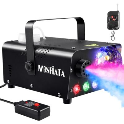 MOSFiATA 600 W rookmachine met discoballicht en RGB-led voor feestjes, verjaardagen, Halloween, disco, DJ, podiumeffect MOSFiATA 600 W rookmachine met discoballicht en RGB-led voor feestjes, verjaardagen, Halloween, disco, DJ, podiumeffect