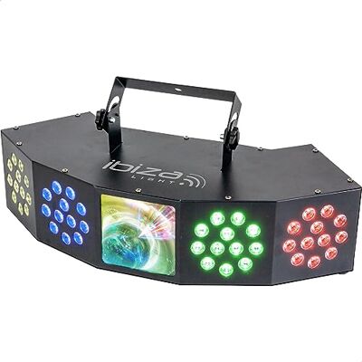 Ibiza COMBI-FX4 Veelzijdig 3-in-1 WASH lichteffect MOON STROBE met 6 DMX-kanalen 4 x 12 RGBW LED's Ibiza COMBI-FX4 Veelzijdig 3-in-1 WASH lichteffect MOON STROBE met 6 DMX-kanalen 4 x 12 RGBW LED's