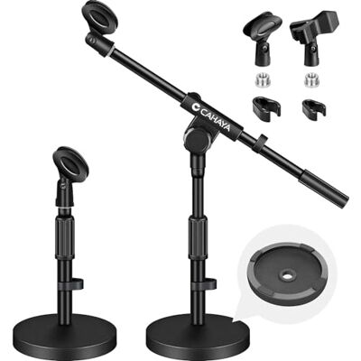 CAHAYA 2-in-1 bureaumicrofoonstandaard met twee clips, twee kabelafdekking stabiele basis van ijzer, 1058 g, in hoogte verstelbaar 180 graden, vergaderingen, live toespraak, karaoke-streaming, opname CAHAYA 2-in-1 bureaumicrofoonstandaard met twee clips, twee kabelafdekking stabiele basis van ijzer, 1058 g, in hoogte verstelbaar 180 graden, vergaderingen, live toespraak, karaoke-streaming, opname