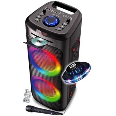 INOVALLEY DJ-luidspreker, 1000 W, helder, MS06-CD-XXL, Bluetooth 5.0 USB, karaoke, FM-radio, licht, UFO, avond, feest INOVALLEY DJ-luidspreker, 1000 W, helder, MS06-CD-XXL, Bluetooth 5.0 USB, karaoke, FM-radio, licht, UFO, avond, feest